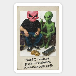 Proof I Touched Grass – Vacation on Earth 2025 Sticker